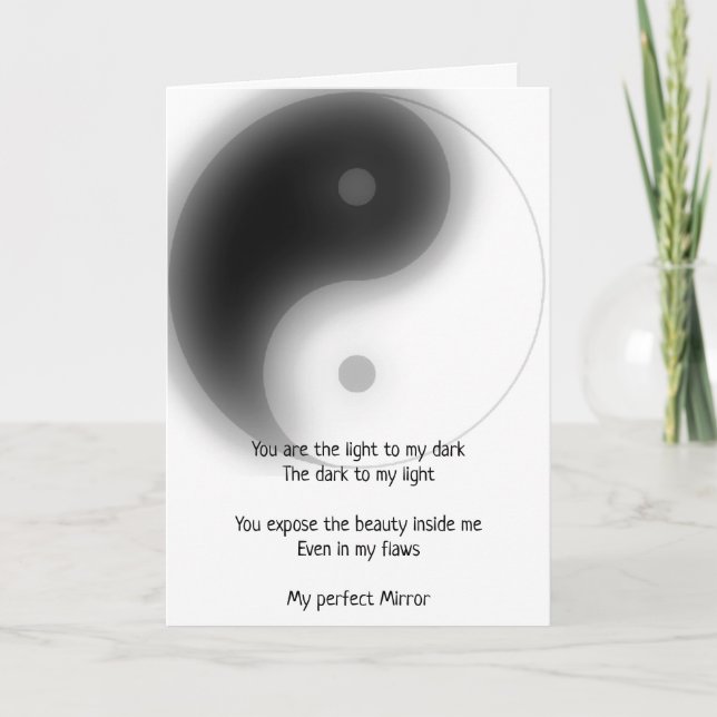 Tarjeta Festiva La llama gemela, mi espejo Yin Yang Poem (Anverso)