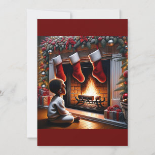 Tarjeta Festiva La llegada de Santa: Maravilla del pequeño