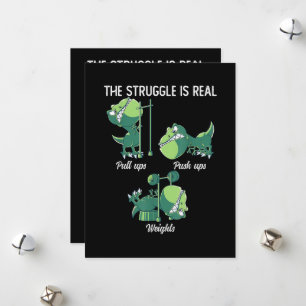 Tarjeta Festiva La Lucha es Divertida Gimnasio de Dinosaurio T-Rex