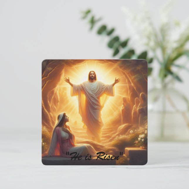 Tarjeta Festiva La Luz de la Resurrección: Jesucristo Resucita (Anverso de pie)
