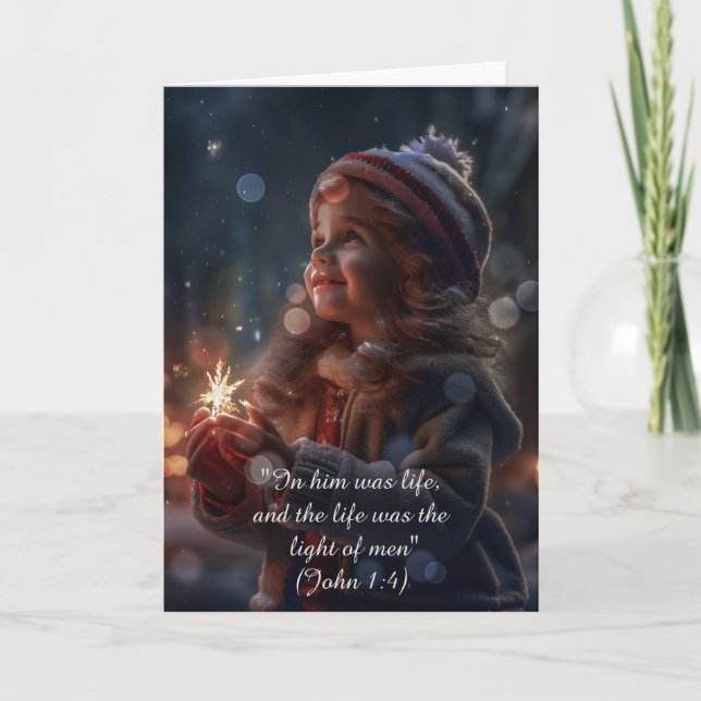 Tarjeta Festiva La luz de los Navidades personalizados masculinos (Anverso)