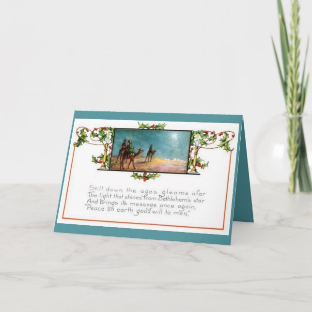 Tarjeta Festiva La luz que brilla desde la estrella de Belén (Anverso)