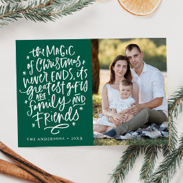 Tarjeta Festiva La magia de la foto verde de los Navidades