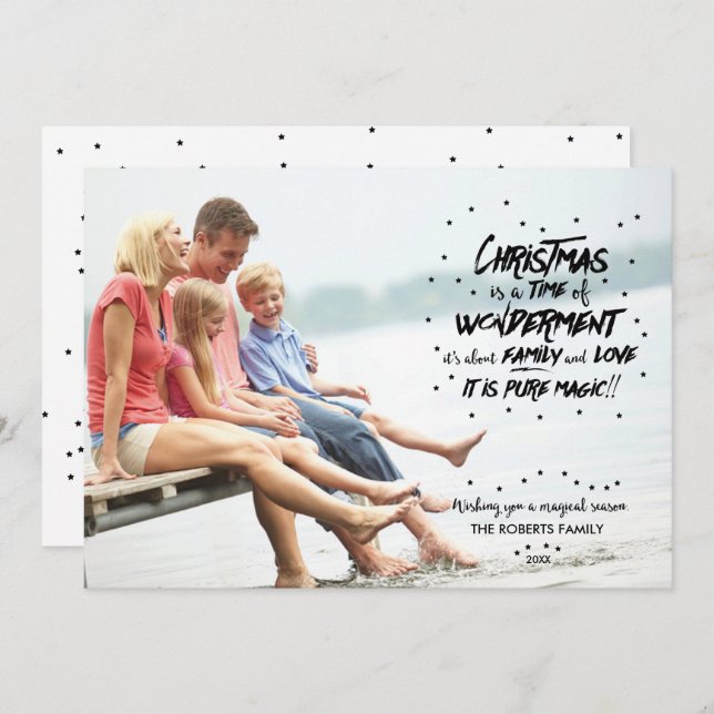 Tarjeta Festiva La magia de los Navidades en las vacaciones fotogr (Anverso / Reverso)