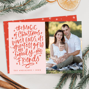 Tarjeta Festiva La magia de los Navidades Rubor y la foto de los N