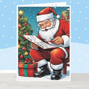 Tarjeta Festiva La mala y bonita lista de Santa Claus agrega nombr