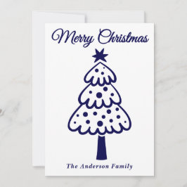 Tarjeta Festiva La mano azul de la armada caprichosa dibuja árbol 