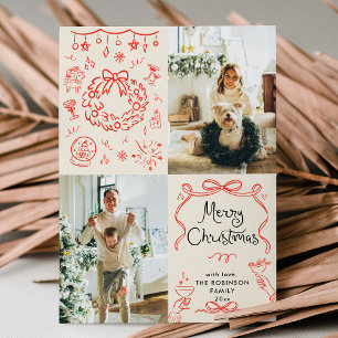 Tarjeta Festiva La mano de Boho moderna dibuja arcos para la Navid