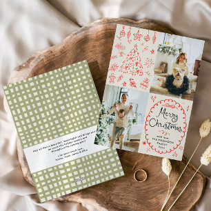 Tarjeta Festiva La mano de la tierra dibujó a Boho Merry Christmas