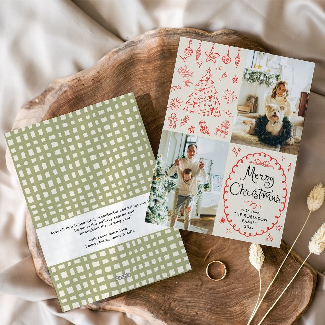 Tarjeta Festiva La mano de la tierra dibujó a Boho Merry Christmas (Subido por el creador)