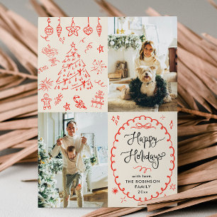 Tarjeta Festiva La mano moderna de Boho dibuja fiestas felices 2 f