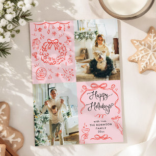 Tarjeta Festiva La mano retro caprichosa atrae fiestas felices 2 f