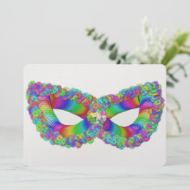 Tarjeta Festiva La máscara de Purim Vashti floral corona plana