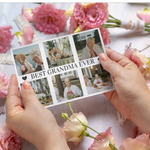 Tarjeta Festiva La Mejor Abuela del Mundo Collage de Fotos – Regal
