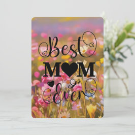 Tarjeta Festiva La mejor mamá del mundo Campo de flores silvestres
