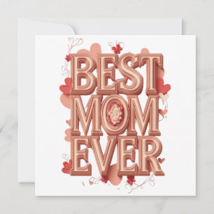 Tarjeta Festiva La Mejor Mamá del Mundo Diseño 3D en Oro Elegant