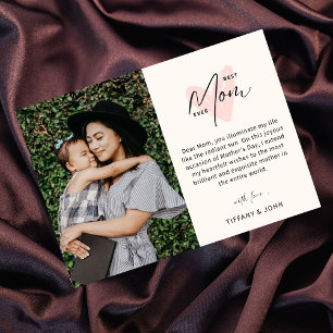 Tarjeta Festiva La mejor mamá del mundo Escritura de corazón rosa