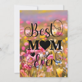 Tarjeta Festiva La mejor mamá del mundo flores silvestres rosadas 