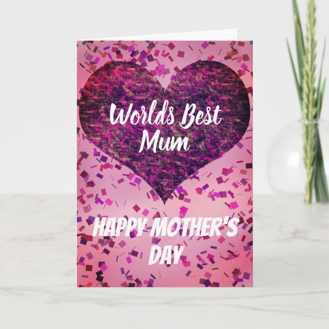 Tarjeta Festiva La Mejor Mamá del Mundo Rosa Día de la Madre (Anverso)