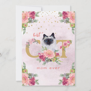Tarjeta Festiva La mejor mamá gata Siamés Día de la Madre