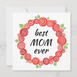 Tarjeta Festiva La mejor mamá nunca rosas rojas corona la primaver