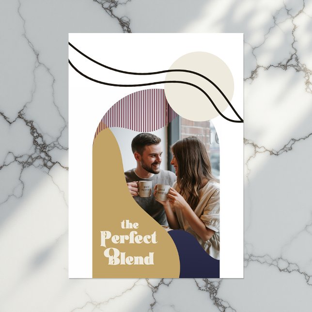 Tarjeta Festiva "La Mezcla Perfecta" Boda Geométrica Moderna Boho ("The Perfect Blend" Modern Geometric Boho Wedding Holiday Card)