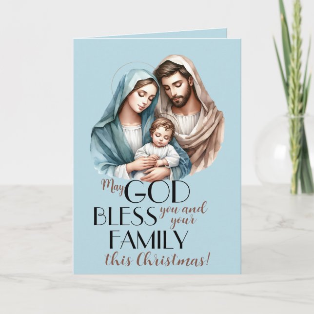 Tarjeta Festiva La mirada sagrada bajo un cielo invernal (Anverso)