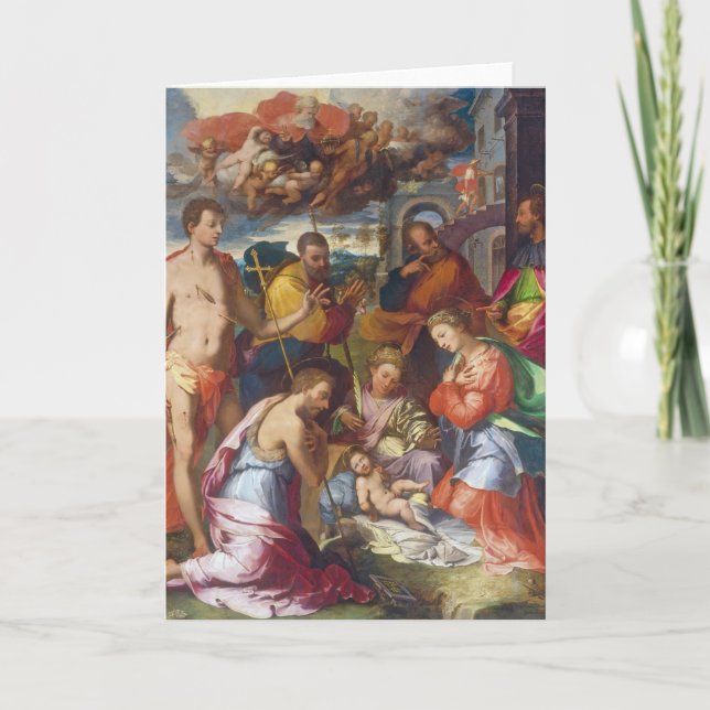 Tarjeta Festiva La natividad, 1534 (aceite en el panel) (Anverso)