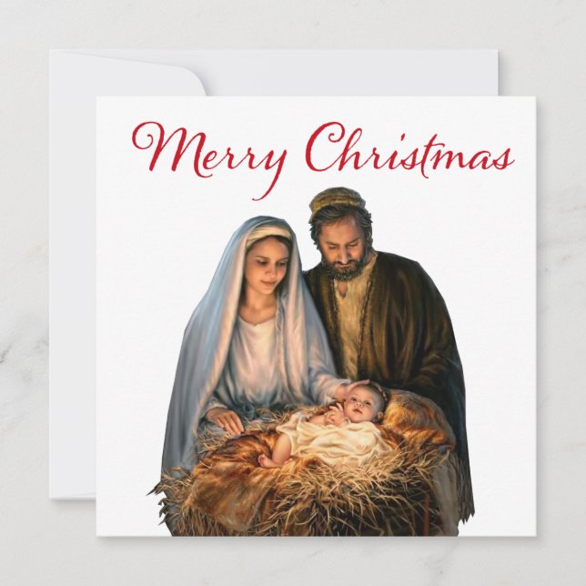 Tarjeta Festiva La Natividad con María, José y el Niño Jesús (Anverso)