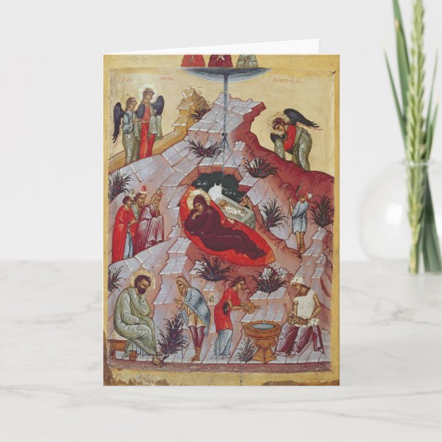 Tarjeta Festiva La natividad, icono ruso, siglo XVI (Anverso)
