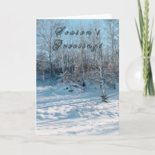 Tarjeta Festiva La nieve de la temporada en los árboles