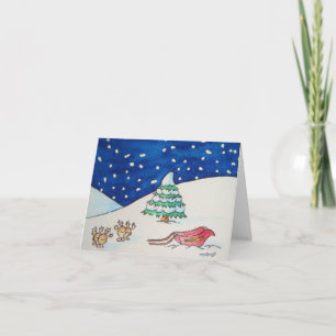 Tarjeta Festiva la nieve de renos con navidades trinitosos