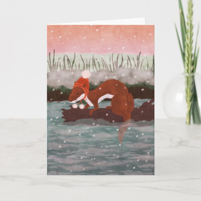 Tarjeta Festiva La nutria del río (Anverso)