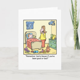 Tarjeta Festiva La observación de Santa del dibujo animado del