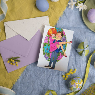 Tarjeta Festiva La pareja de Semana Santa retro lindo agrega mensa