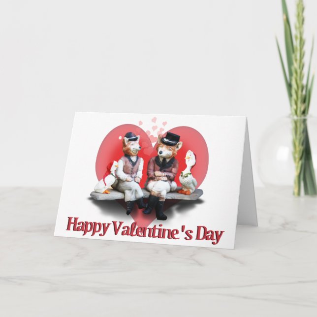 Tarjeta Festiva La pareja El día de San Valentín Foxy (Anverso)