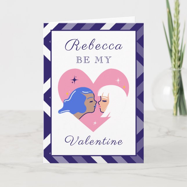 Tarjeta Festiva La pareja lésbica moderna El día de San Valentín L (Anverso)