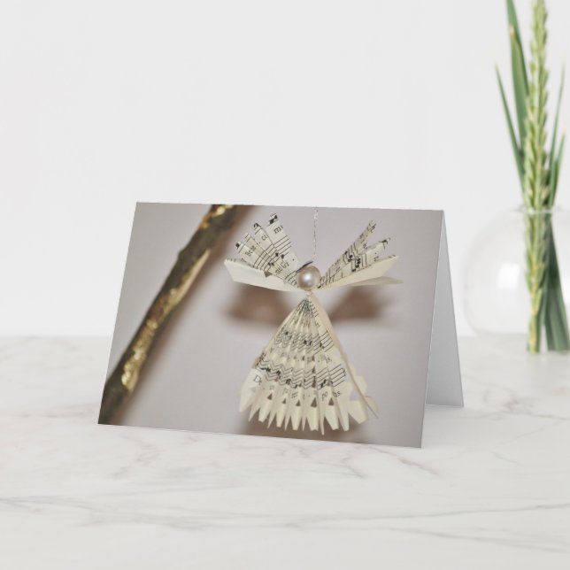 Tarjeta Festiva La partitura observa la perla del ángel del (Anverso)