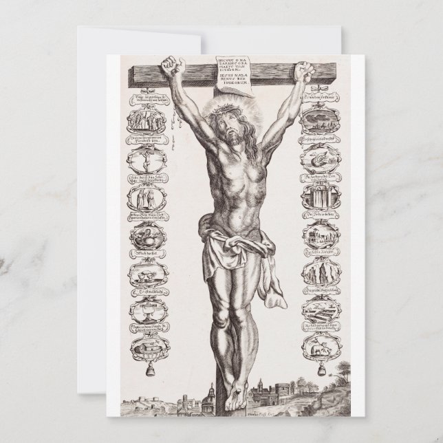 Tarjeta Festiva La pasión por la crucifixión de Jesús de Cristo (Anverso)