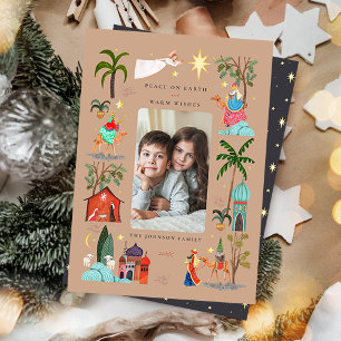Tarjeta Festiva La paz en la Tierra Tres sabios Navidades feriados