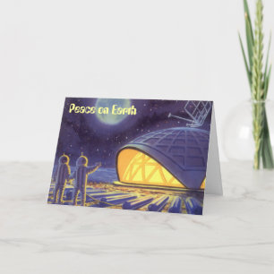 Tarjeta Festiva La Paz en la Tierra Vintage ciencia ficción