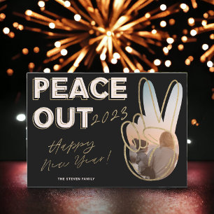 Tarjeta Festiva La paz moderna 2023 Feliz año nuevo foto de oro