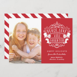 Tarjeta Festiva La paz moderna, el amor y la risa | Rojo