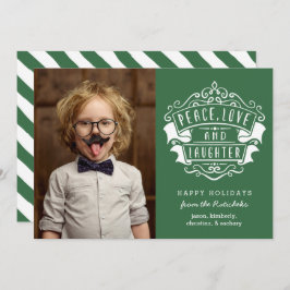 Tarjeta Festiva La paz moderna, el amor y la risa | Verde