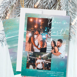 Tarjeta Festiva La paz nocturna estrellada en la Tierra 3 Collage