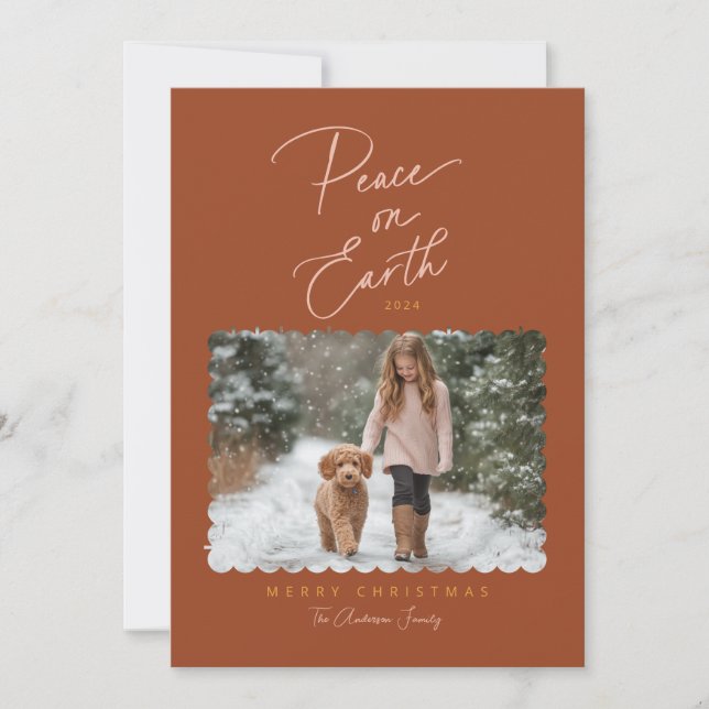 Tarjeta Festiva La paz rosa de Terracota en la escritura de la Tie (Anverso)