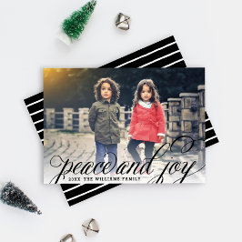 Tarjeta Festiva La paz y la alegría del guión manuscrito negro