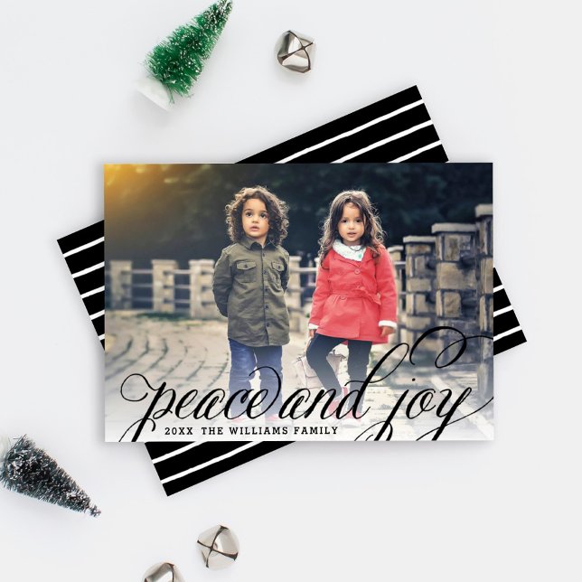 Tarjeta Festiva La paz y la alegría del guión manuscrito negro (Subido por el creador)