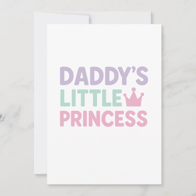 Tarjeta Festiva La pequeña princesa de papá - Pastel Neon (Anverso)