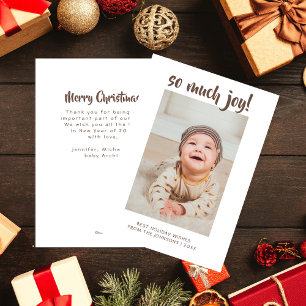 Tarjeta Festiva La primera foto navideña de un bebé muy feliz